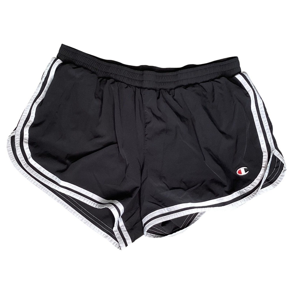 Champion Athletic Shorts Womens Large Black Good Retro Striped Dolphin Shorts - Picture 5 of 7